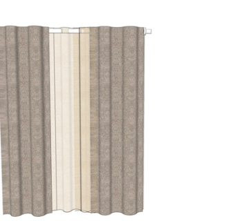 现代布艺窗帘su模型