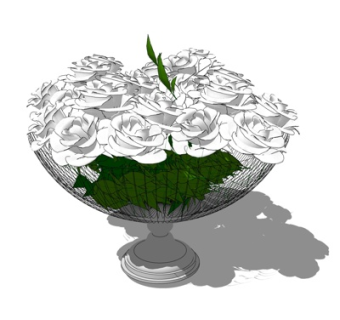 现代白玫瑰花篮su模型