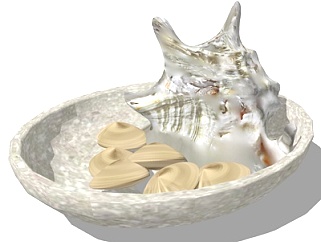 现代海螺贝壳摆件su模型