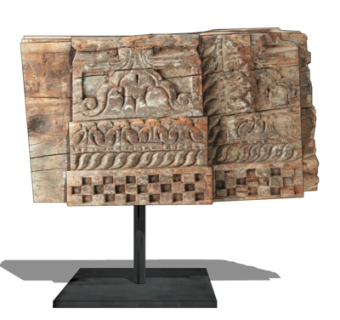 现代木头雕刻摆件su模型