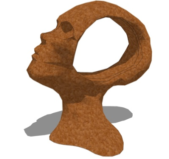 现代头部雕塑摆件su模型