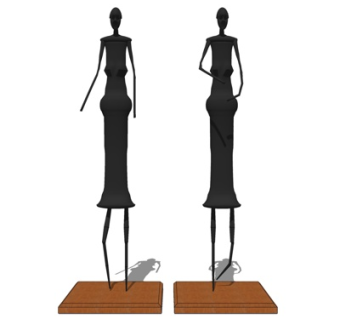 现代人物艺术雕塑摆件su模型