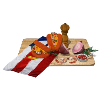 现代面包虾仁洋葱食物su模型