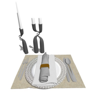 现代餐具su模型