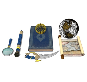 现代地图放大镜摆件su模型