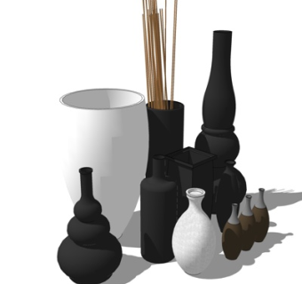 现代器具摆件su模型