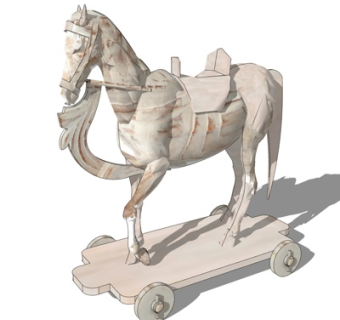 现代雕塑马摆件su模型