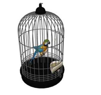 现代鸟笼摆件su模型