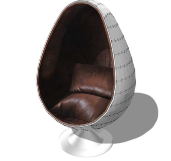 现代皮革休闲椅su模型