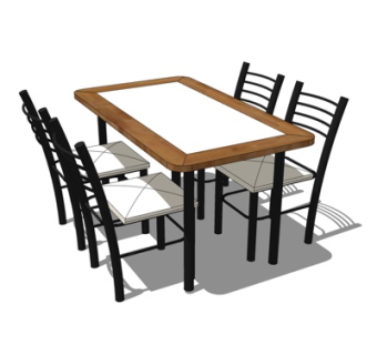 现代实木餐桌椅su模型