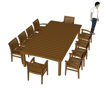 现代实木餐桌椅su模型