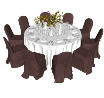 现代宴会餐桌椅su模型