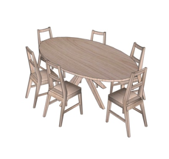 现代实木餐桌椅su模型