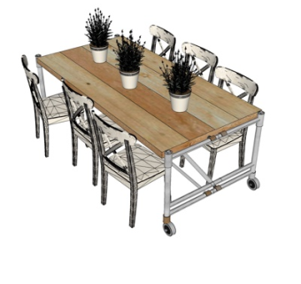 现代实木餐桌椅su模型