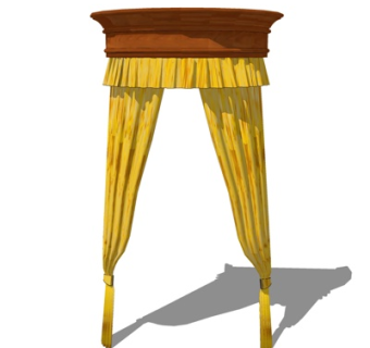 现代布艺窗帘su模型