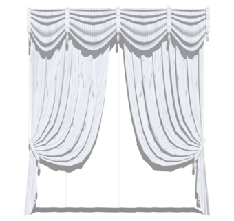 现代布艺窗帘su模型