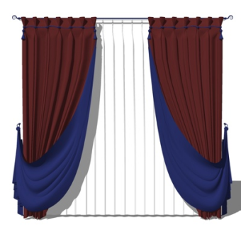 现代布艺窗帘su模型