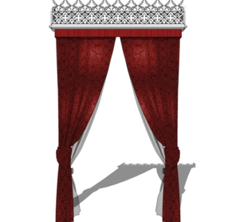 现代布艺窗帘su模型