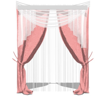 现代布艺窗帘su模型