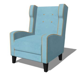 现代布艺单人沙发su模型