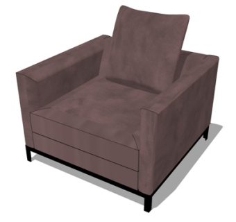 现代布艺单人沙发su模型