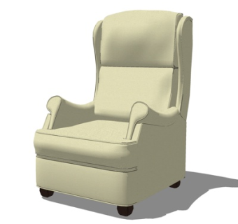 现代布艺单人沙发su模型