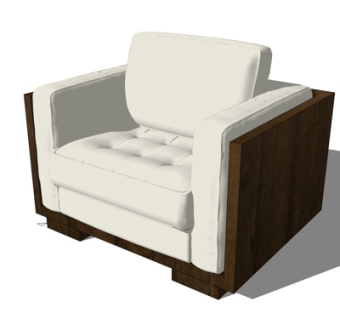 现代布艺单人沙发su模型