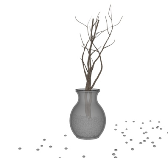 现代花瓶枯枝摆件su模型