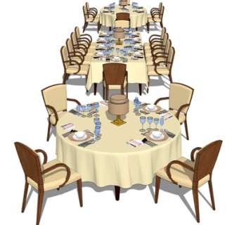 现代实木餐桌椅su模型