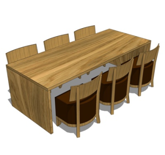 现代实木餐桌椅su模型