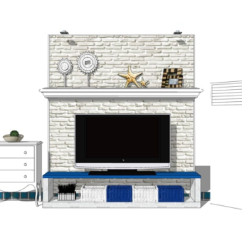 地中海实木电视柜su模型