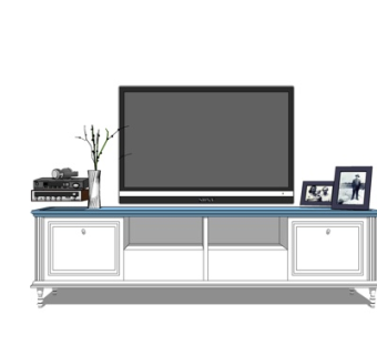 简欧实木电视柜su模型