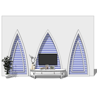 简欧实木电视柜su模型