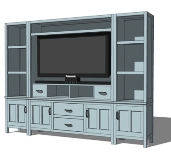 现代实木电视柜su模型