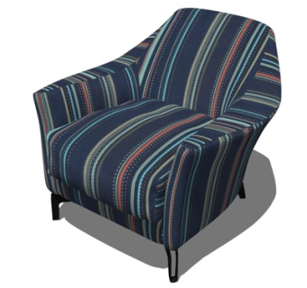 现代布艺单人沙发su模型