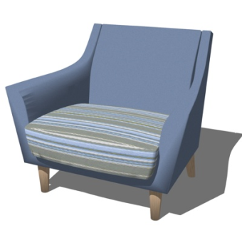 现代布艺单人沙发su模型