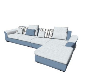 现代布艺多人沙发su模型