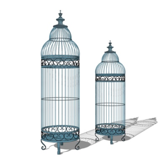 欧式铁艺鸟笼su模型