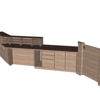 现代实木橱柜su模型