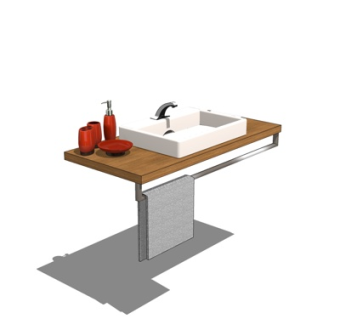 现代洗手台盆su模型