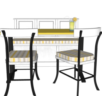 现代实木餐桌椅su模型