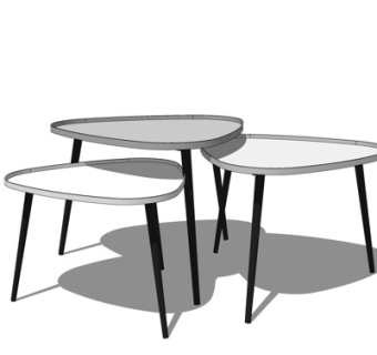 现代组合茶几su模型