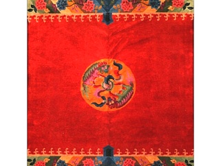 新中式布艺地毯su模型