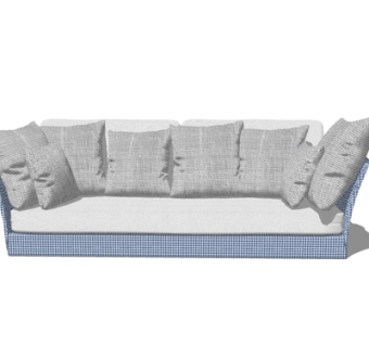 现代布艺多人沙发su模型