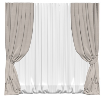 现代布艺窗帘su模型