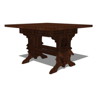 新中式实木餐桌椅su模型