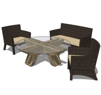 现代休闲桌椅su模型