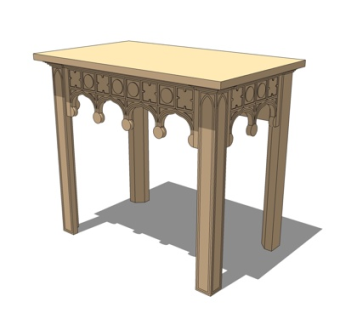 现代实木餐桌su模型