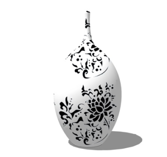 现代玻璃花瓶摆件su模型