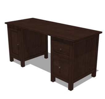 现代实木书桌su模型